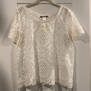 Anthropologie Blue Tassel Lace Shirt